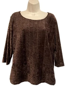 JH Collectibles XL Velour Top braun 3/4 Arm strukturiert - Bild 1 von 8