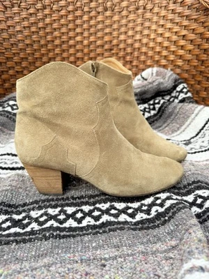 Isabel Marant Grueso Marrón Gamuza Tacón Cubano Western Botines Talla 37/6.5 Foto 1 de 4