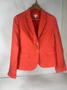 J. Crew Linen Blazer Jacket Size 8 Women Red Summer - Picture 1 of 11
