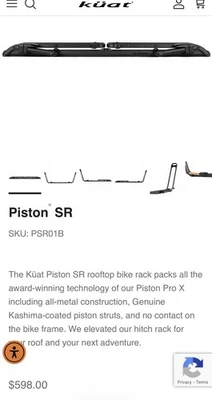 Крепление на крышу для вертикального велосипеда Kuat Piston SR (черное) [PSR01B] - Изображение 1 из 4