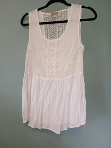 Sheer Open Lace Back Tank Top L Fairy Whimsical Tunic Blouse Festival  - Picture 1 of 10
