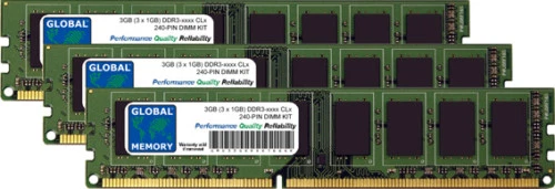 3GB (3 x 1GB) DDR3 1066/1333MHz 240-PIN DIMM MEMORY RAM KIT FOR DESKTOPS/PCS - Image 1 of 1