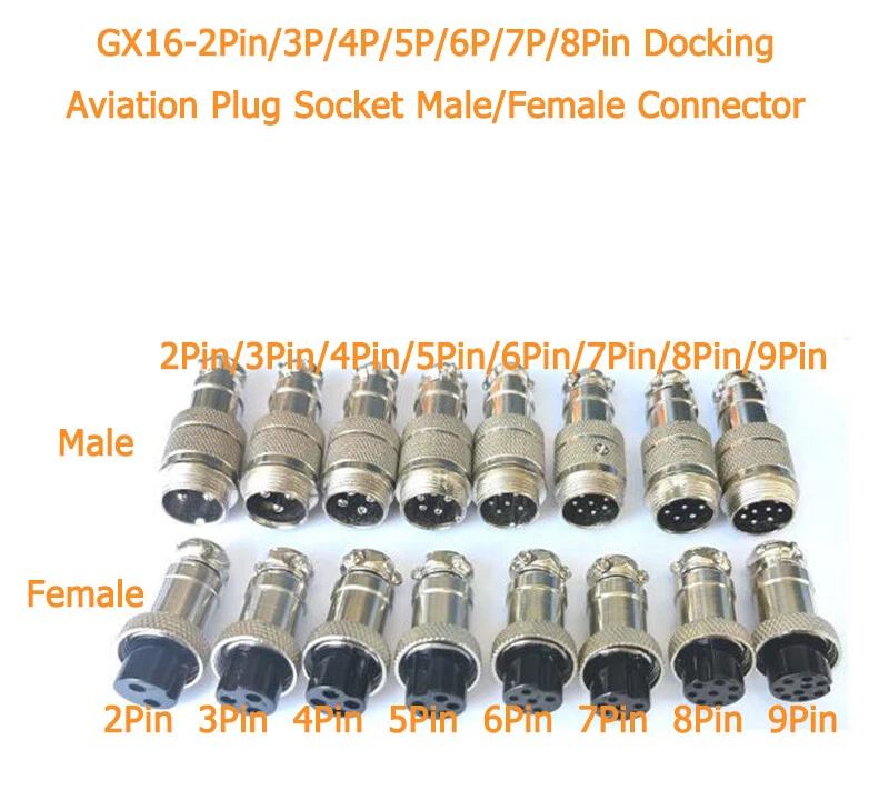 GX16-2Pin/3P/4P/5P/6P/7P/8Pin Docking Aviation Plug Socket Male/Female Connector - Image 1 of 4