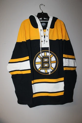 New NHL Boston Bruins old time jersey style mid weight cotton hoodie men's S Cover