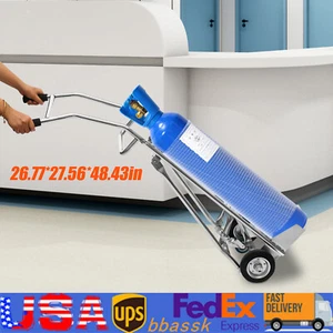 Großer Sauerstofftankwagen Dolly Full Range High Rail mit Rädern Silber NEU USA - Bild 1 von 15