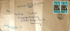 CYPRUS 1963 COVER FROM NICOSIA TO AUGSBURG GERMANY FRANKED WITH PAIR SCOUTSTAMP