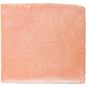 New men's polyester paisley peach hankie pocket square formal wedding party prom - Picture 1 of 2