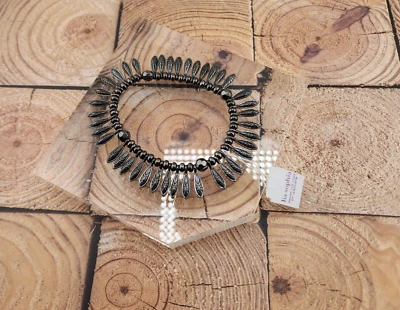 Lia Sophia Bracelet, Hematite Feather Stackable Stretch Bracelet - Image 1 of 4