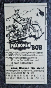 Phänomen BOB , Gustav Hiller A.-G. Zittau , alte Reklame, 1939, (A35) - Picture 1 of 1