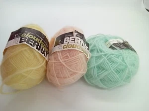 3 Skeins Bernat Cloudspun Yarn 1 Pastel Yellow 1 Pastel Peach 1 Pastel Green NEW - Picture 1 of 5