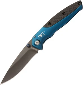 Browning Blue Stainless & Carbon Fiber Carry Framelock Folding D2 Knife 0354 - Picture 1 of 1