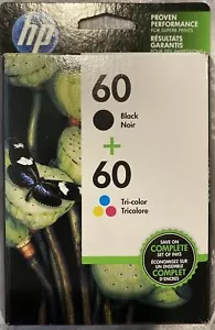 2 Genuine Factory Sealed HP 60 Black & Color Inkjet Cartridges 2018-2024 - Picture 1 of 1