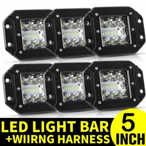 Vainas LED de montaje al ras de 6x 5"" con punto de inundación barra de luz de trabajo todoterreno pastilla de respaldo 4x4 - Imagen 1 de 8