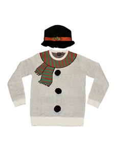 NEW Snowman Ugly christmas Sweater  3D With Hat MAD ENGINE S-XL - Picture 1 of 2