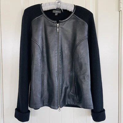 Classiques Entier Blended Blazer Black Knit Sleeves 100% leather and Wool - Image 1 of 4