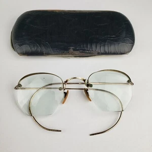 Anteojos Shuron antiguos vintage 1/10 12 K GF lentes hexagonales verdes con estuche - Imagen 1 de 12