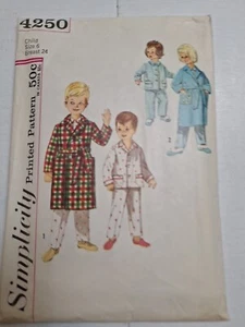 Robe Pajamas Sleep Boys Girls 6 Simplicity 4250 Sewing Pattern Cut VTG 60s Bath - Picture 1 of 7