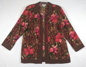 Cárdigan chaqueta abierta colgante floral sin forro Maggie Sweet para mujer grande poliéster - Imagen 1 de 12