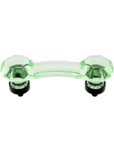 Pale Green Octagonal Glass Bridge Handle Pulls, Brass Base, Oil-Rubbed Bronze - Picture 1 of 2