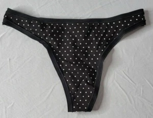 Love By GAP Cotton Stretch Thong Panties L Black With White Polka-dots NWT - Picture 1 of 3