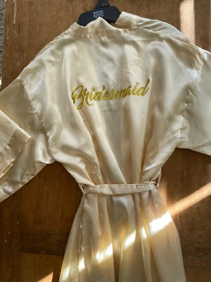 Lot Of 5 Women’s Bridesmaid Silky Robe Size S Wrap & Tie Cream Satin Wedding - Image 1 of 4