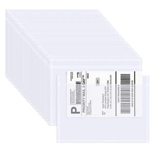 100PCS Shipping Label Sleeves, 7.5" x 5.5" Packing Slip Pouches, Packing List... - Picture 1 of 7