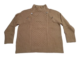 Ann Taylor Raglan Pullover mit Knöpfen und Stehkragen Beige Damen Größe XL - Bild 1 von 11