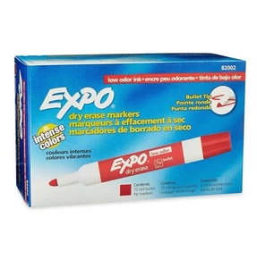 EXPO Geruchsarme trocken abwischbare Marker Keilspitze rot 12 Stück - Bild 1 von 3