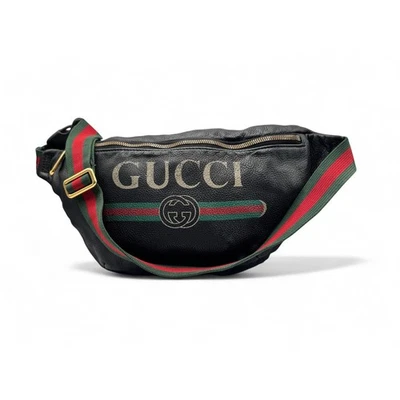 Gucci Logo Belt Bag in Black Calfskin Leather  - Image 1 of 4