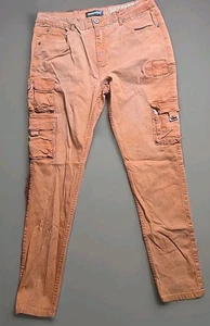 Jeans Serenade uomo 38 aderente arancione sporco invecchiato carico impilato - Foto 1 di 16
