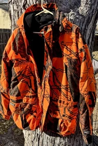 Mossy Oak Guide Series TecH2O Blaze Orange Camo Waterproof Hunting Jacket Men XL - Picture 1 of 7