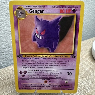 Pokémon TCG Gengar First Edition Non Holo Fossil Set 20/62 1999 Vintage Rare  - Image 1 of 4