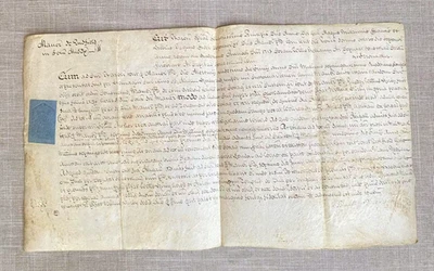 Antique 1713 Vellum Property Document Manorial Court Baron Enfield Est Highgate - Image 1 of 4