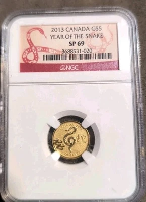 2013 Canada Gold $5 Year Of The Snake SP69 - Image 1 of 4