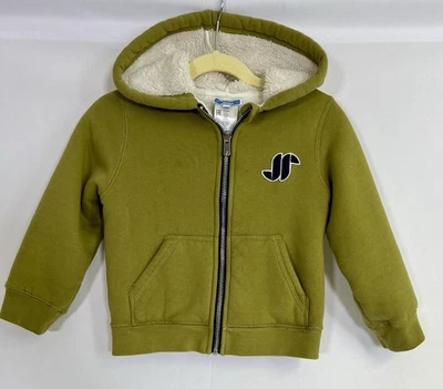 Jacadi sz 4 儿童男孩连帽衫拉链夏尔巴内衬 — 第 1/4 张图片