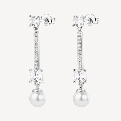 BROSWAY FANCY ORECCHINI PENDENTI CON PERLE E ZIRCONI IN ARGENTO 925 FIW175 - Immagine 1 di 4