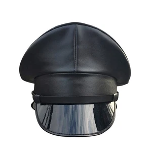 Herren Fasux Leder Schwarz Polizei Gay Army Neu! Größe 7 1/8 oder 57 Zentimeter - Bild 1 von 8