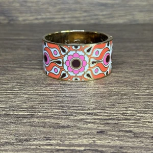 Kate Spade Florence Broadhurst Art Deco Orange Enamel Hinged  Bangle Bracelet - Picture 1 of 11