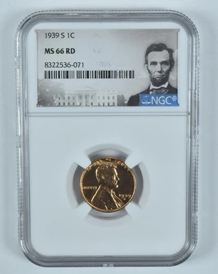 1939-S Lincoln Wheat Cent MS66 RD NGC Special Label *5649 - Image 1 of 4