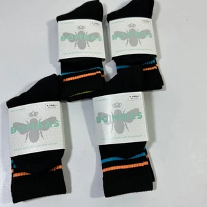 4 Pairs Black Bombas XS Socks Honey Comb Arch Bee Better Crew Calf Youth Child - Picture 1 of 4
