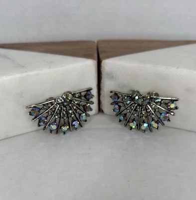 Lote de clips para zapatos vintage Estate tono plata estrás azul M19 Foto 1 de 4