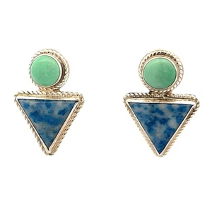 Carolyn Pollack Lapis and Varascite Gemstone Earrings - Picture 1 of 3