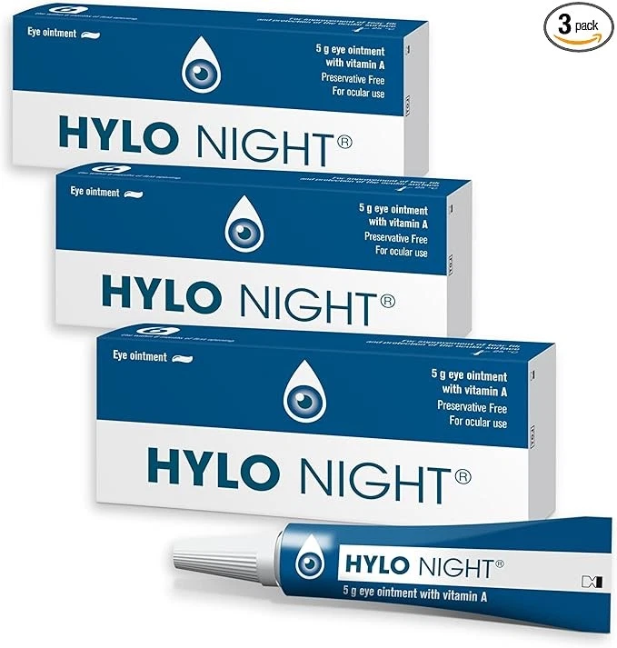 HYLO EYE CARE HYLO Night Eye Ointment Dry Eyes While Sleeping 3x5g Long Lasting Protective UK