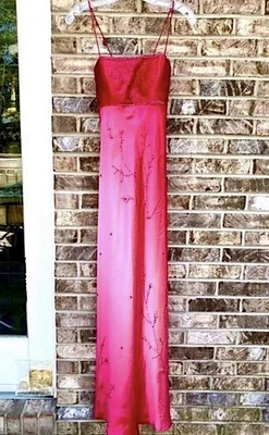 Vestido Formal Ombré Vintage Años 90 Rosa Con Cuentas Adorno Botánico Vestido de Baile de graduación Foto 1 de 4