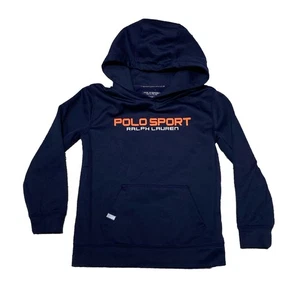 Polo Sport Ralph Lauren Big Spellout P67 Pullover Hoodie Unisex Youth Size 7 EUC - Picture 1 of 6
