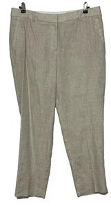 Talbots Pants Womens 12 Beige Linen Slim Ankle Hi Rise Career Measures 35X27 - Picture 1 of 8