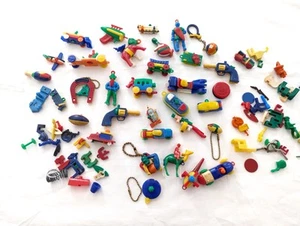 HUGE Vintage Lional Puzzle Keychain Toys 1950's Plastic Cars Trains Animals 30+ - Picture 1 of 14