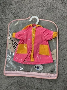 VINTAGE Stolle Doll Baby 14" Rain Slicker Pink Orange Hooded - Picture 1 of 3