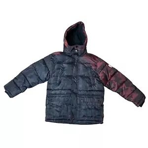 DKNY JUNGEN ZWEIFARBIG SCHWARZ & ROT TARNFARBEN GEFÜTTERTER MANTEL MIT KAPUZE GRÖSSE L 14/16 NEU OHNE ETIKETT - Bild 1 von 9
