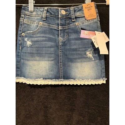 Falda vaquera hippie niña encaje envejecido ribete cintura ajustable talla 5 Foto 1 de 4